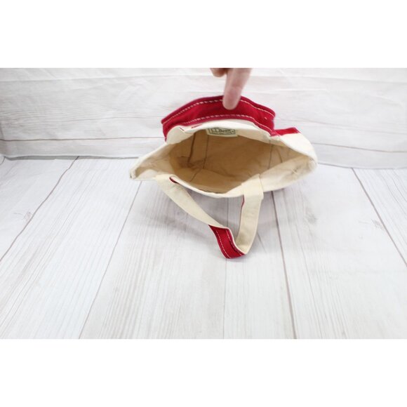 LL Bean Boat & Tote Cream Red Trim Canvas Tote Bag Monogram First American RARE - Picture 8 of 9
